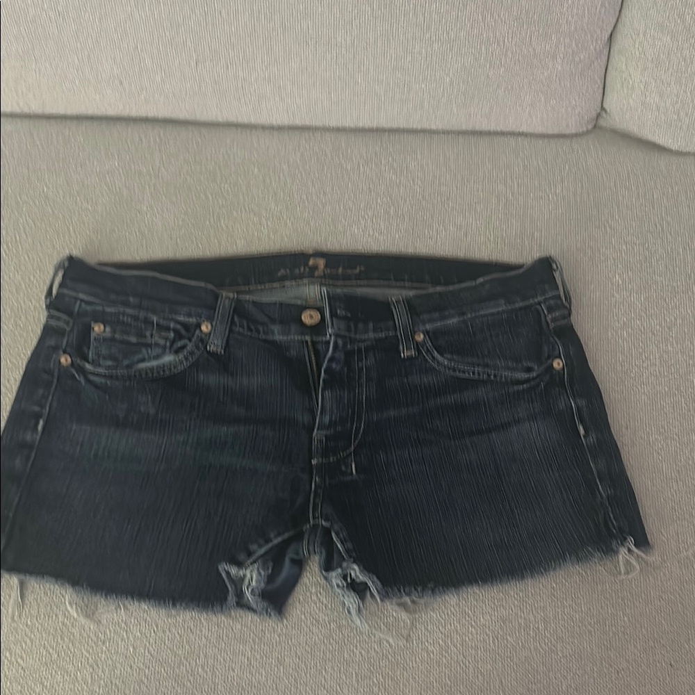 7 For All Mankind Dark Blue Denim Shorts